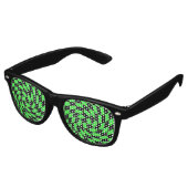 Retro-Schwarz-Grün-Schachbrett Partybrille (Schrägansicht)
