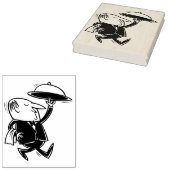 Retro Schwarz-Krawatte Kellner Kunst Briefmarke Gummistempel (Stempel)