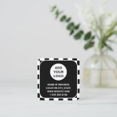 Retro-Schwarz-Logo und QR-Code Quadratische Visitenkarte (Stehend Vorderseite)