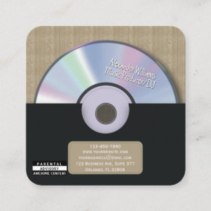 Retro-Schwarz-Musikproduzent-CD-DJ Quadratische Visitenkarte