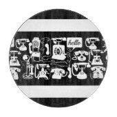 Retro Schwarz oder jede Farbe & Weiß Telefonmuster Schneidebrett (Vorderseite)