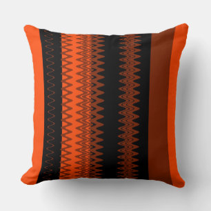 Retro Schwarz Orange Streifen Kissen