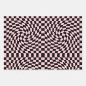 Retro Schwarz-Rosa Karo Warped Checkered Dorm Geschenkpapier Set (Vorderseite 3)