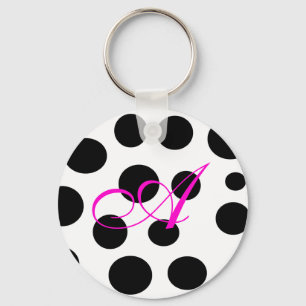 Retro-Schwarz-Rosa-Monogramm-Schlüsselanhänger Schlüsselanhänger
