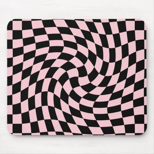 Retro Schwarz Rosa Warpgedeckte Karos Schachtel Do Mousepad (Vorne)