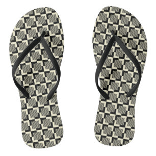 Retro-Schwarz-Tan-Muster Badesandalen