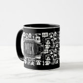 Retro Schwarz Telefonmuster Tasse (Vorderseite Links)