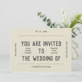 Retro Schwarz und Weiß Moderne Foto Hochzeit Einladung (Stehend Vorderseite)