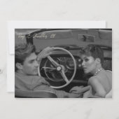 Retro Schwarz und Weiß Moderne Foto Hochzeit Einladung (Rückseite)