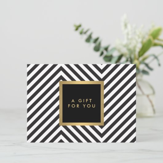 Retro Schwarz und Weiß Muster Glam Gold Geschenkta (Stehend Vorderseite)