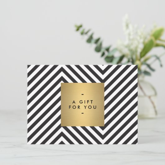 Retro Schwarz und Weiß Muster Gold Name Geschenkta (Stehend Vorderseite)