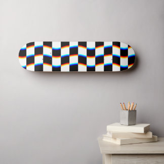 Retro Schwarz Weiß 3D Abberation Schachbrett Skate Skateboard