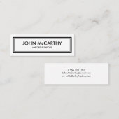 Retro Schwarz-weiß Beruflich Elegante Minimalistis Mini Visitenkarte (Vorne/Hinten)