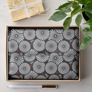Retro Schwarz-Weiß-Blumen Krawatte Seidenpapier
