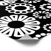 Retro Schwarz-Weiß-Blumen Poster (Ecke)