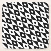 Retro Schwarz-weiß Diamond geformt Modernes Muster Rechteckiger Pappuntersetzer (Vorderseite)