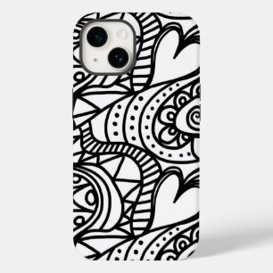 Retro Schwarz Weiß Doodle-Muster Case-Mate iPhone 14 Hülle