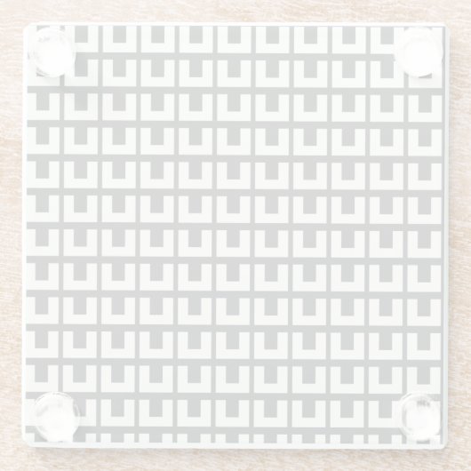 Retro Schwarz-weiß Geometric Mid Century Modern Glasuntersetzer (Rückseite)