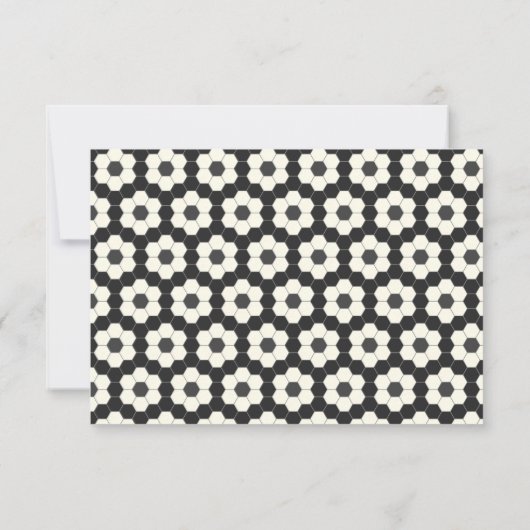 Retro Schwarz-weiß Geometric Tile Elegante Hochzei RSVP Karte (Rückseite)