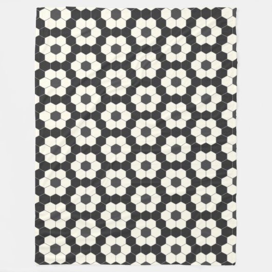 Retro Schwarz-Weiß-Geometrische Hexagon-Tile  Fleecedecke (Vorderseite)