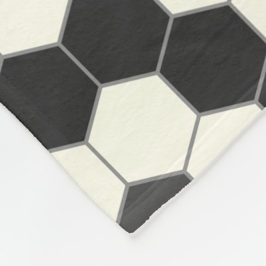 Retro Schwarz-Weiß-Geometrische Hexagon-Tile  Fleecedecke (Ecke)