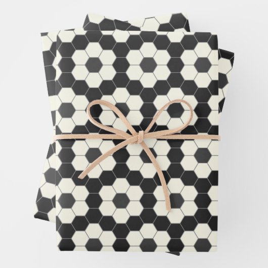 Retro Schwarz-Weiß-Geometrische Hexagon-Tile Geschenkpapier Set (Beispiel)