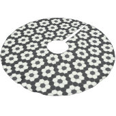 Retro Schwarz-Weiß-Geometrische Hexagon-Tile Polyester Weihnachtsbaumdecke (Schrägansicht)