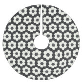 Retro Schwarz-Weiß-Geometrische Hexagon-Tile Polyester Weihnachtsbaumdecke (Vorderseite)