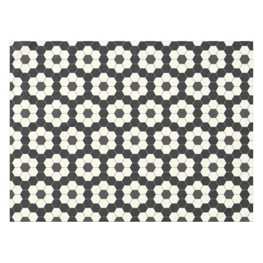 Retro Schwarz-Weiß-Geometrische Hexagon-Tile   Tischdecke (Vorderseite (Horizontal))