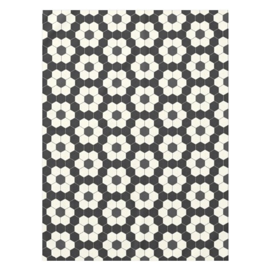 Retro Schwarz-Weiß-Geometrische Hexagon-Tile   Tischdecke (Vorderseite)