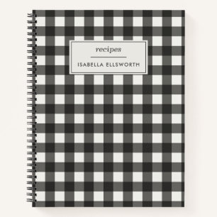 Retro Schwarz Weiß Gingham Karo Benutzername Rezep Notizblock