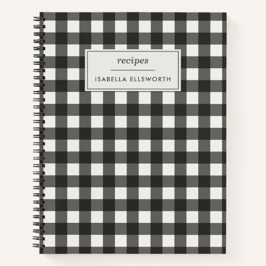 Retro Schwarz Weiß Gingham Karo Benutzername Rezep Notizblock (Vorderseite)