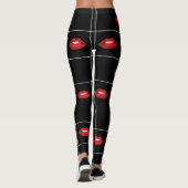 Retro Schwarz-Weiß-Gitter Muster rote Lippen Leggings (Rückseite)