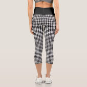 Retro-Schwarz-Weiß-Hahnentrittmuster-Muster Capri Leggings (Rückseite)