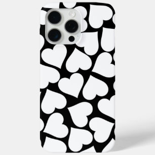Retro Schwarz-Weiß-Herzmuster Case-Mate iPhone Hülle