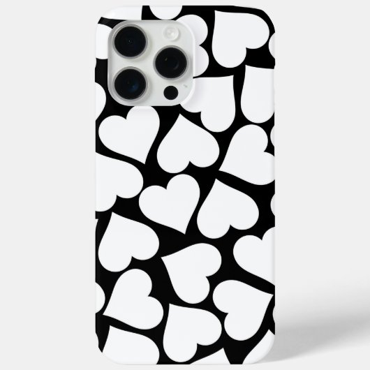 Retro Schwarz-Weiß-Herzmuster Case-Mate iPhone Hülle (Rückseite)