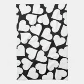 Retro Schwarz-Weiß-Herzmuster Geschirrtuch (Vertikal)