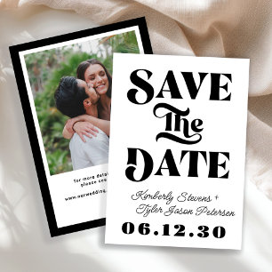 Retro-Schwarz-Weiß-Hochzeit Save The Date