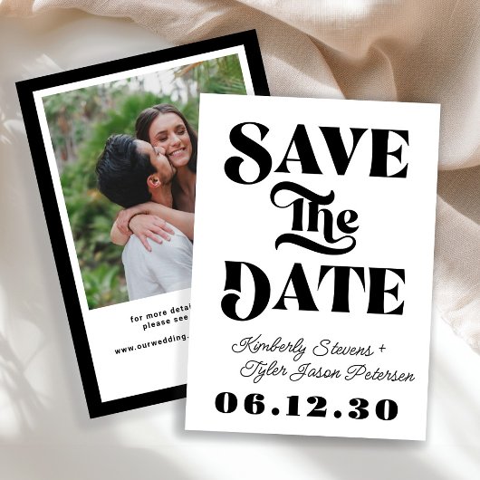 Retro-Schwarz-Weiß-Hochzeit Save The Date