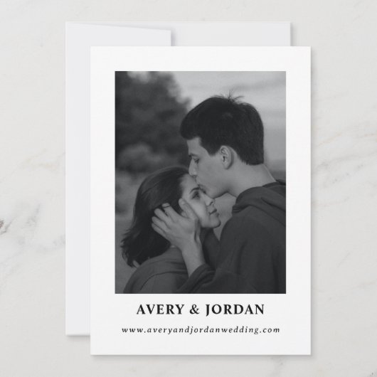 Retro Schwarz-Weiß-Hochzeit speichern Sie das Datu Einladung (Rückseite)