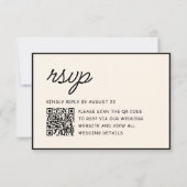 Retro Schwarz-Weiß-Hochzeits-QR-Code RSVP Karte (Vorderseite)