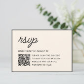 Retro Schwarz-Weiß-Hochzeits-QR-Code RSVP Karte (Stehend Vorderseite)
