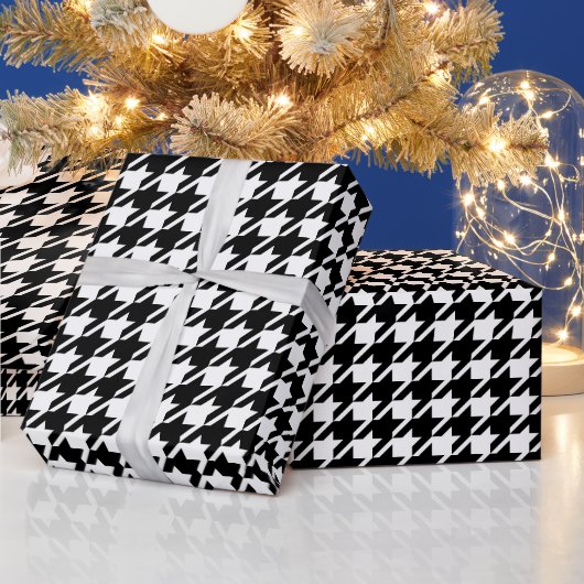 Retro Schwarz Weiß Houndstooth Webmuster Geschenkpapier (Feiertage)