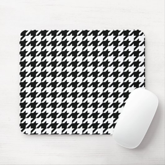 Retro Schwarz Weiß Houndstooth-Webmuster Mousepad (Mit Mouse)
