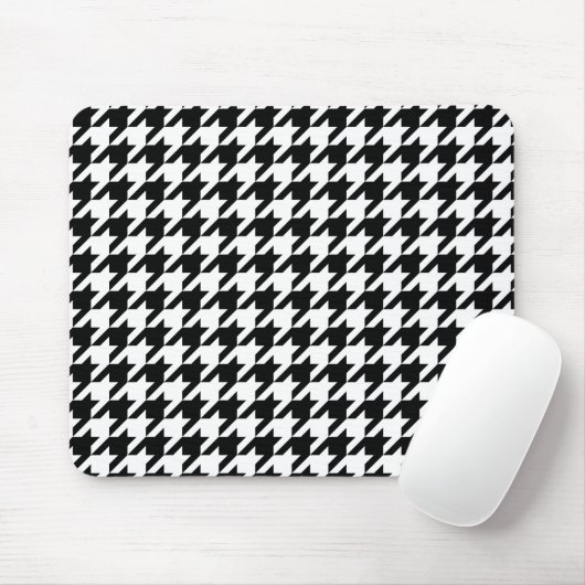 Retro-Schwarz-weiß-Hunde-Zahn-Weaving-Muster Mousepad (Mit Mouse)