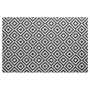 Retro Schwarz Weiß Ikat Diamant Quadrate Muster Stoff