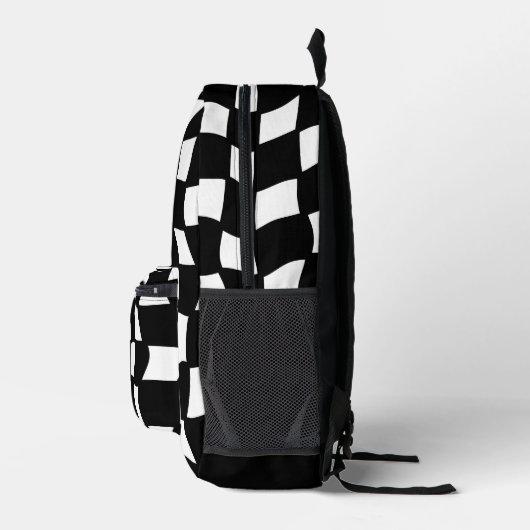 Retro-Schwarz-Weiß-Karo Bedruckter Rucksack (Rechts)