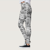 Retro-Schwarz-Weiß-Kassetten Leggings (Links)