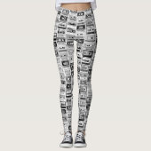 Retro-Schwarz-Weiß-Kassetten Leggings (Vorderseite)