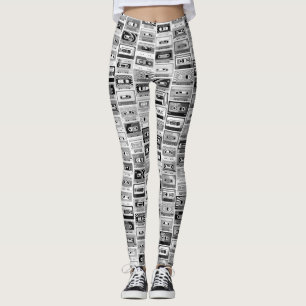 Retro-Schwarz-Weiß-Kassetten Leggings